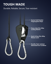 Load image into Gallery viewer, VIPARSPECTRA Retractable Heavy Duty Ratchet Tie Down Straps [12 Pack, 8ft, 75lbs/Pack], Rope Pulley System Bungee Cord with Carabiner Hook for Hanging Plants/Grow Light/Tents Various Tie-Down Uses
