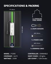 Load image into Gallery viewer, ViparSpectra® 2025 Updated P2000 250W Led Grow Light with Daisy Chain Function
